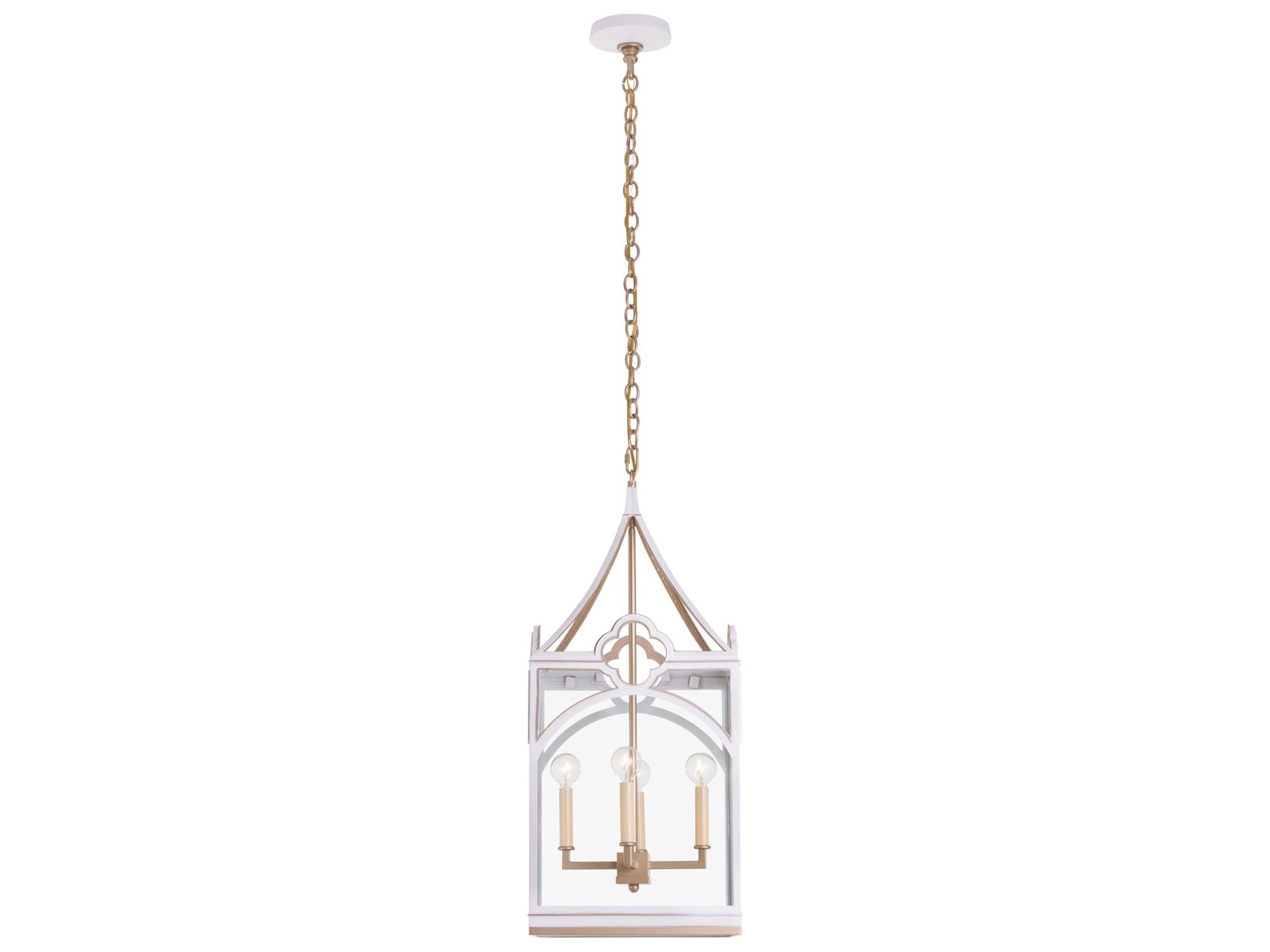 Chelsea House 4-Light White Gold Clear Lantern Chandelier