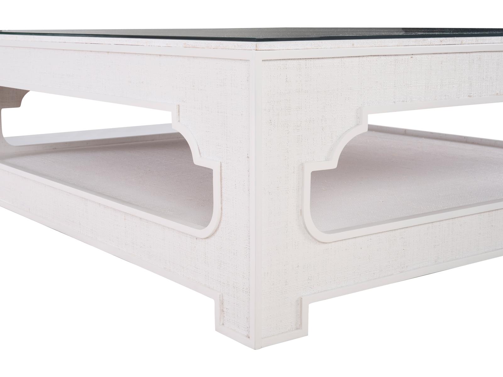 Jamie Merida Square Glass White Cream Coffee Table