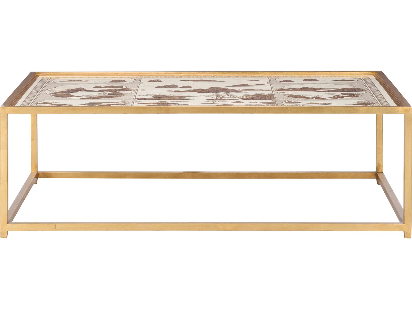 Jamie Merida Rectangular Glass Gold Coffee Table