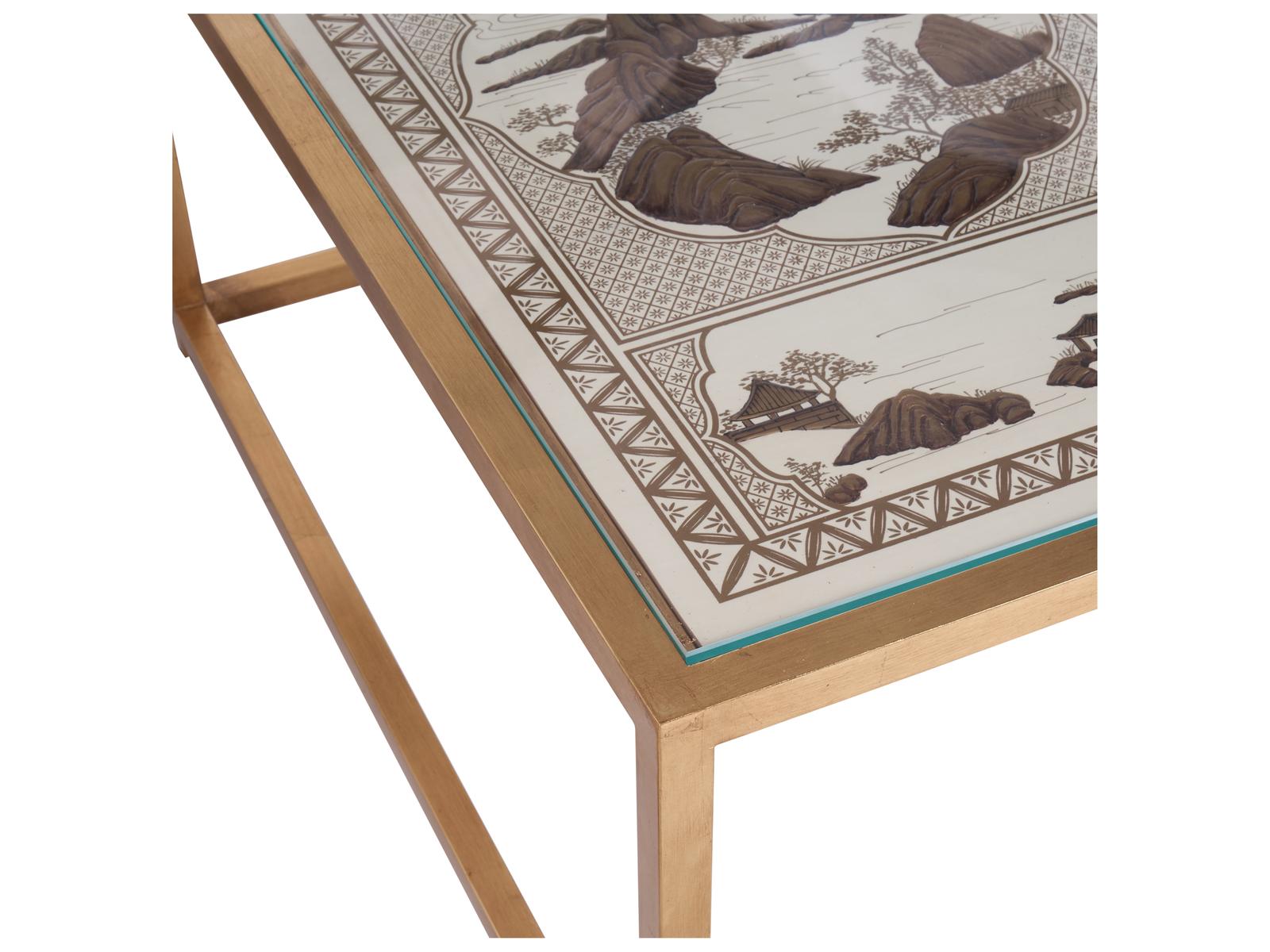 Jamie Merida Rectangular Glass Gold Coffee Table