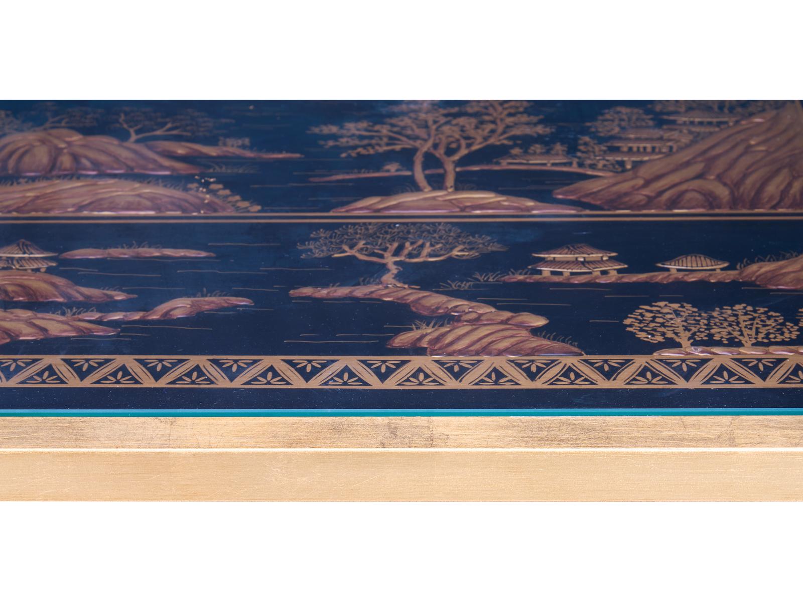 Jamie Merida Rectangular Glass Gold Coffee Table