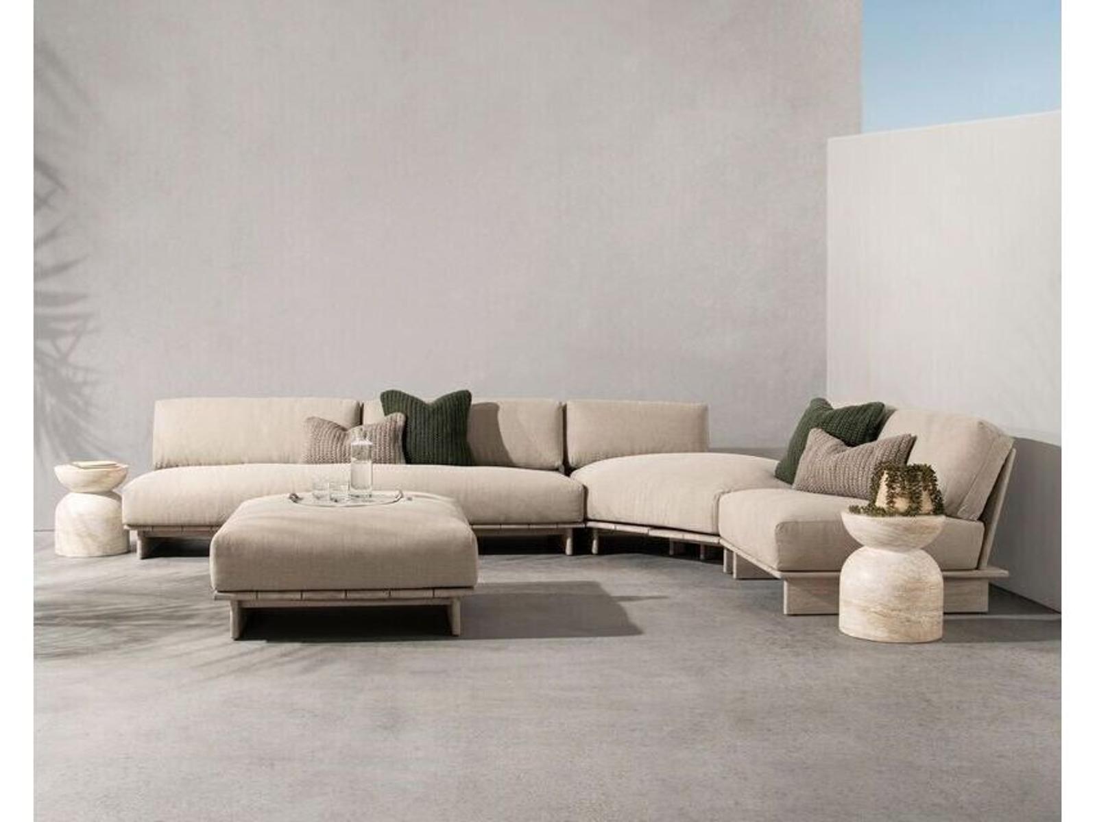 Livia 3-Piece Outdoor Teak Sectional Sofa in Taupe