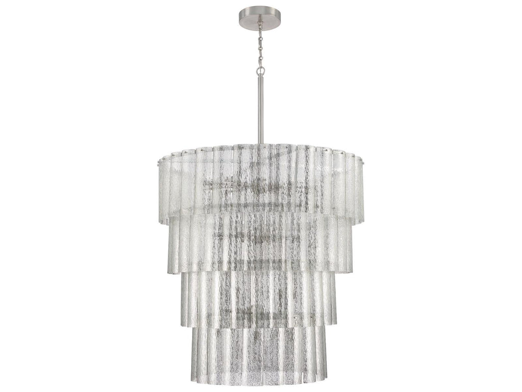 Craftmade Museo 28-Light Tiered Chandelier in Brushed Polished Nickel with Mercury Glass