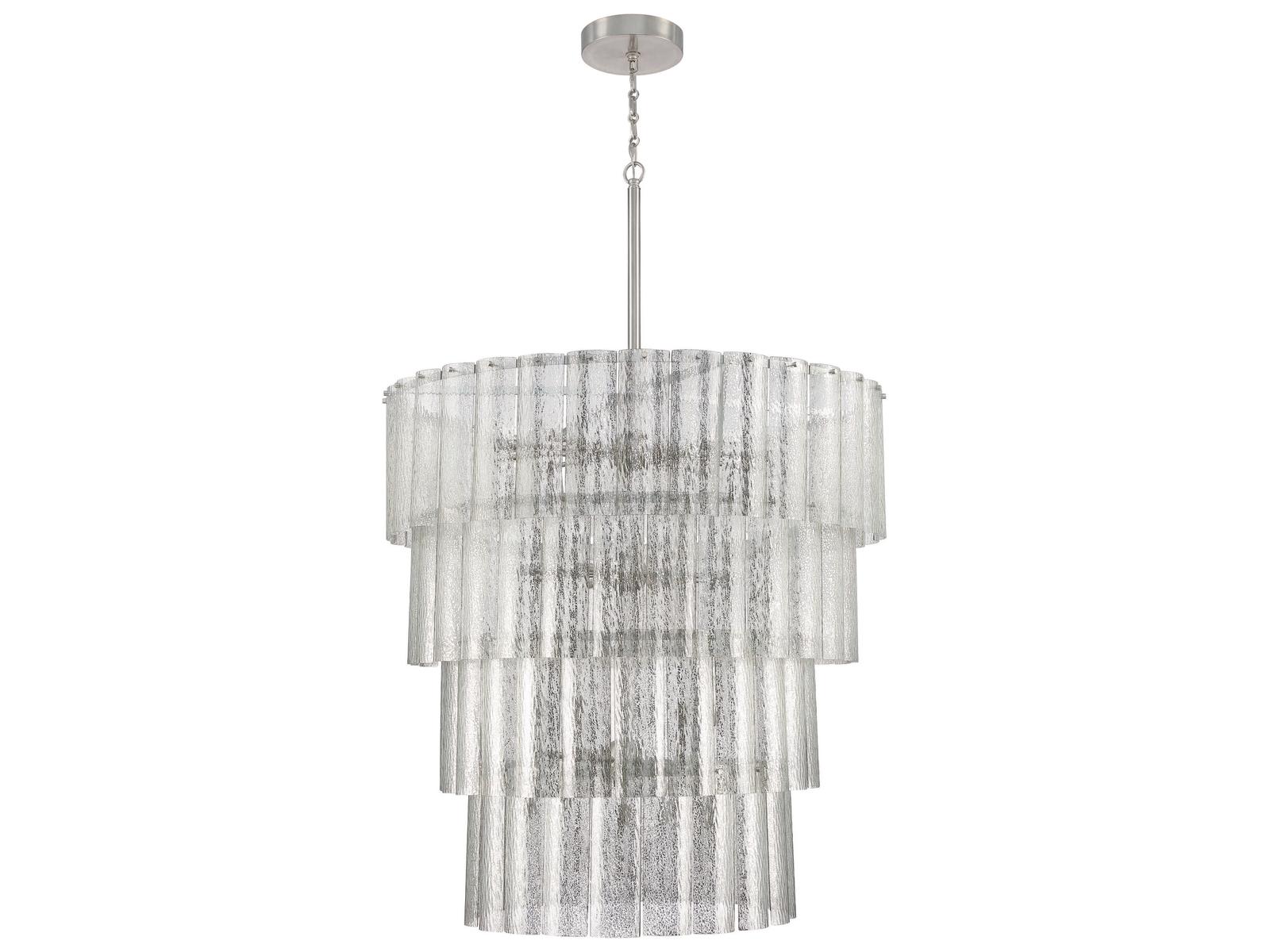 Craftmade Museo 28-Light Tiered Chandelier in Brushed Polished Nickel with Mercury Glass