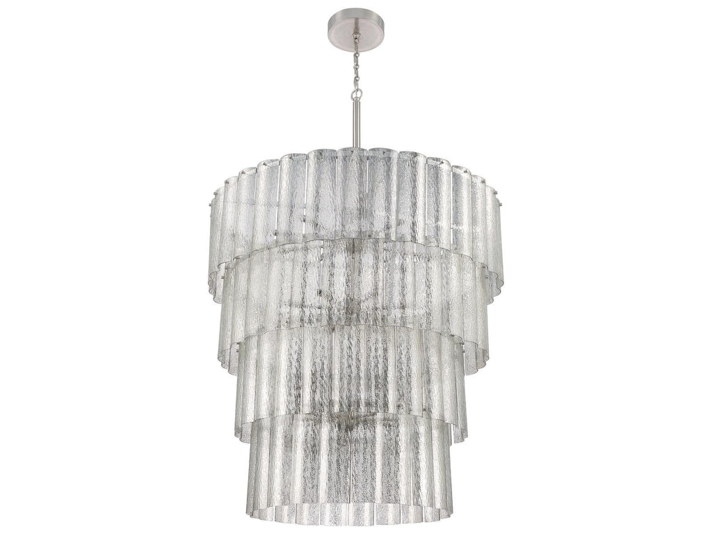 Craftmade Museo 28-Light Tiered Chandelier in Brushed Polished Nickel with Mercury Glass