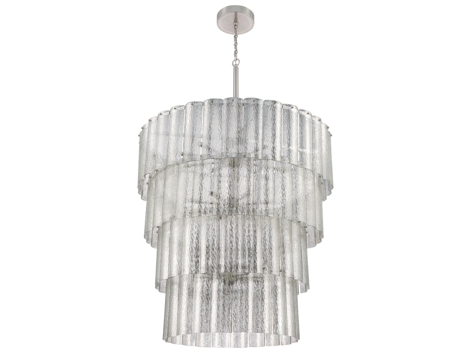 Craftmade Museo 28-Light Tiered Chandelier in Brushed Polished Nickel with Mercury Glass