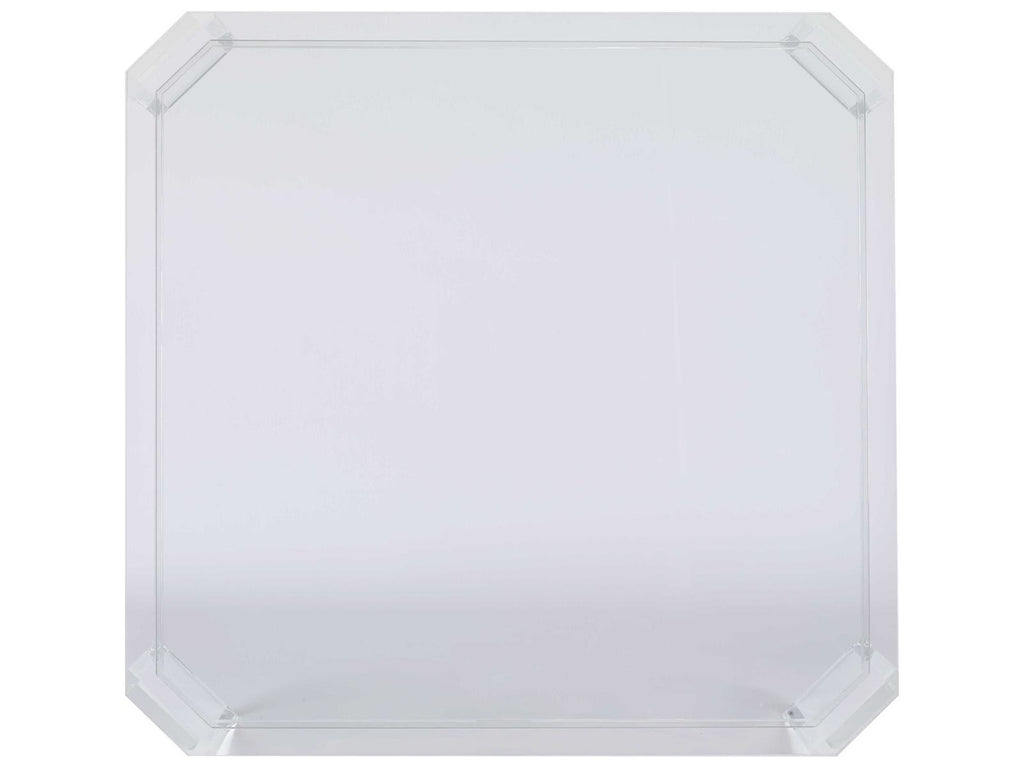 Thomas O'Brien Phoenix Square Coffee Table with Glass Top and Acrylic Base