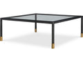 Jennings Square Coffee Table Tempered Glass with Bronze Metal and Brass Trim