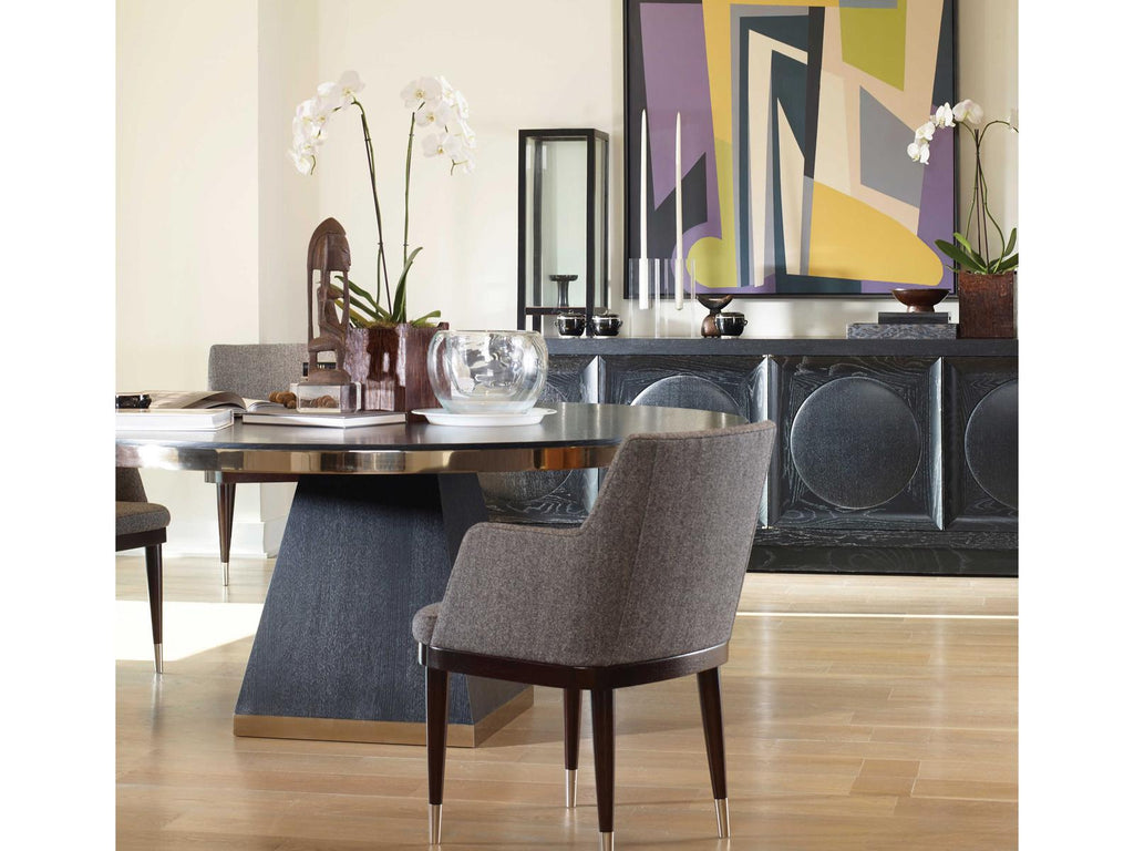 Corso 72 Inch Round Dining Table Black Cerused Oak