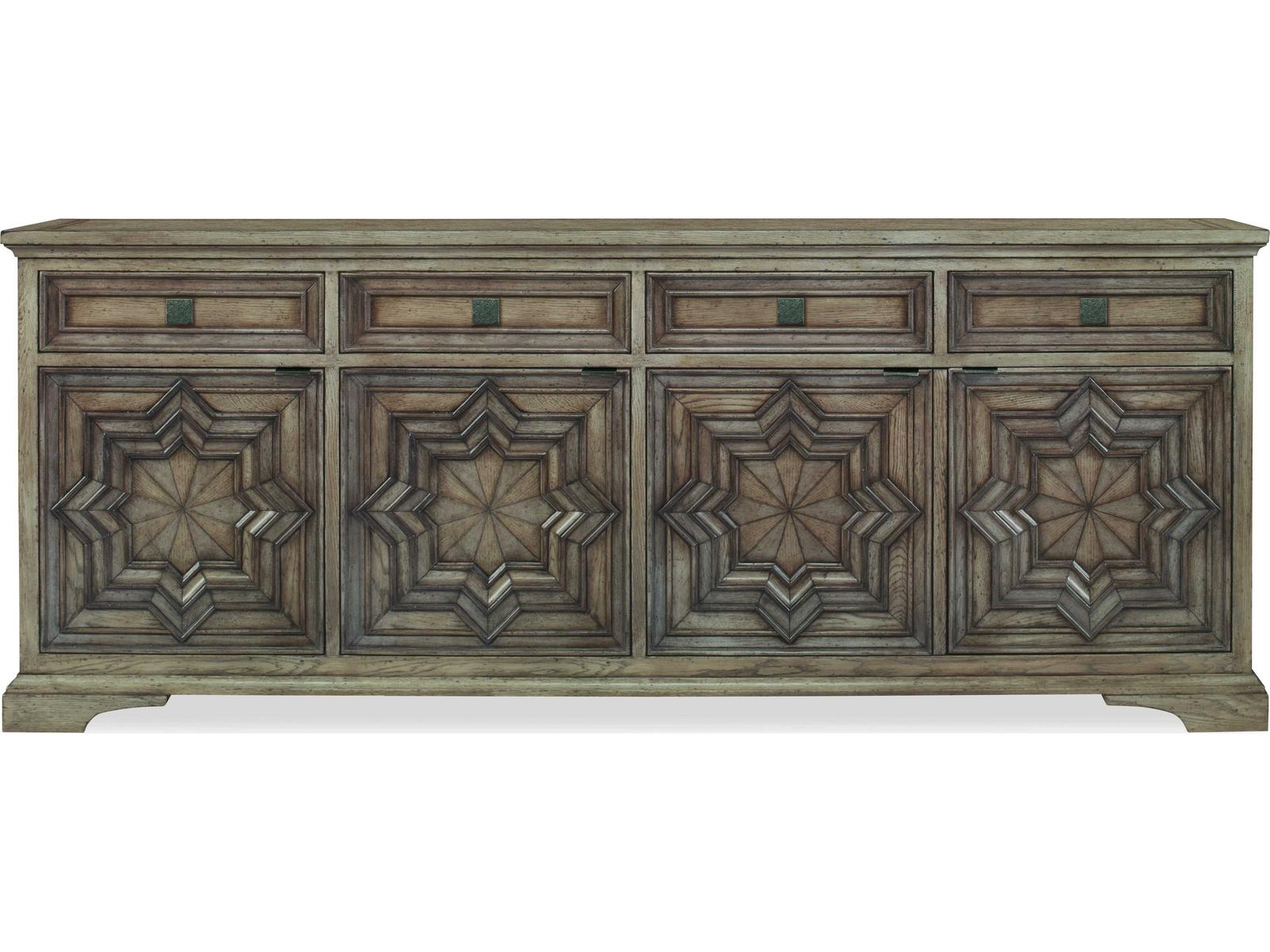 Casa Bella Carved Credenza in Timber Grey with Gunmetal Hardware