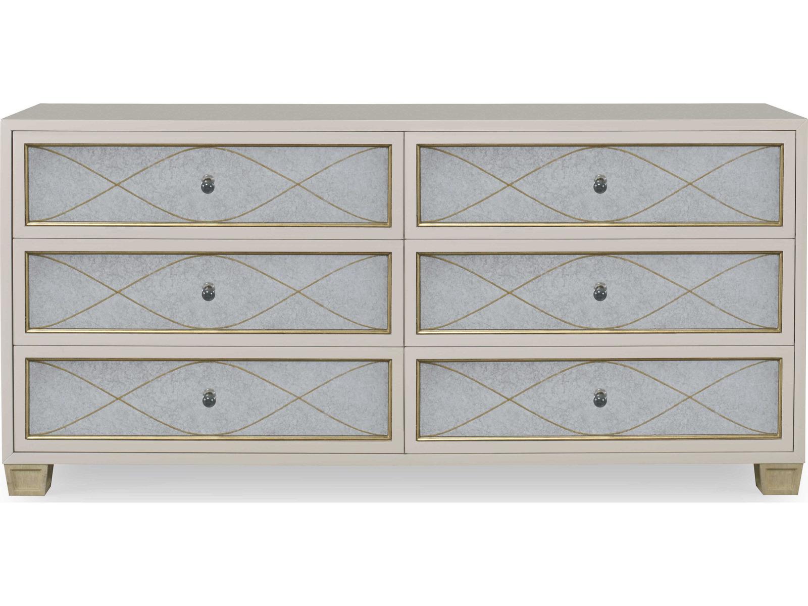 Avery 6-Drawer Dresser with Verre Eglomise Mirror Fronts