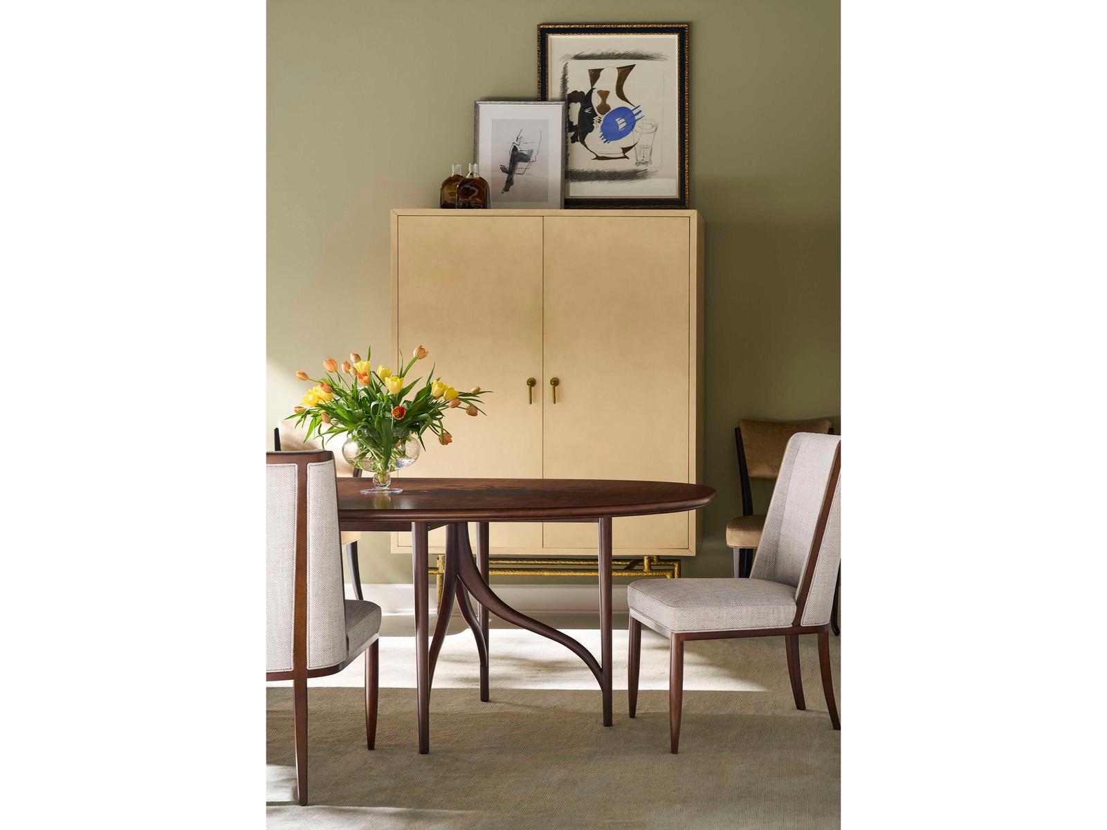 Quentin Oval Dining Table in Walnut with Extension Leaf