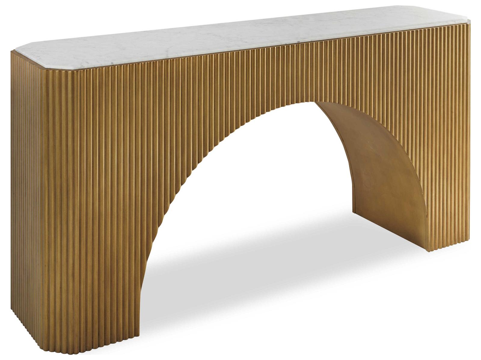 Compositions Console Table Gold Leaf with Marble Top