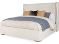 Cadence Upholstered Wing King Bed with Antique Brass Trim