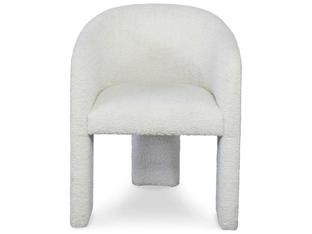 Cadence Open Leg Upholstered Dining Armchair in Off-White Boucle Fabric