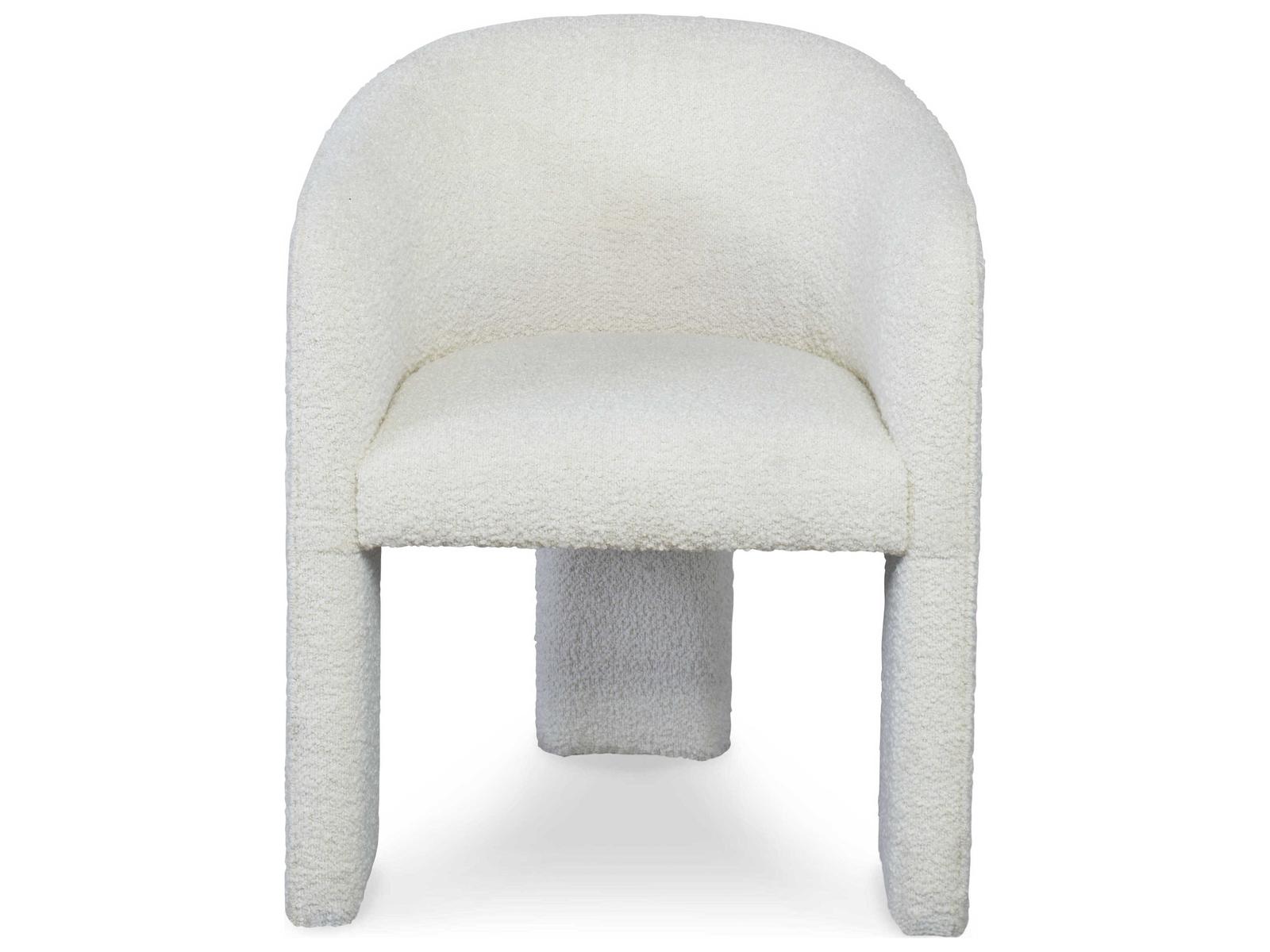 Cadence Open Leg Upholstered Dining Armchair in Off-White Boucle Fabric