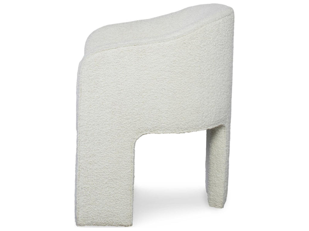 Cadence Open Leg Upholstered Dining Armchair in Off-White Boucle Fabric