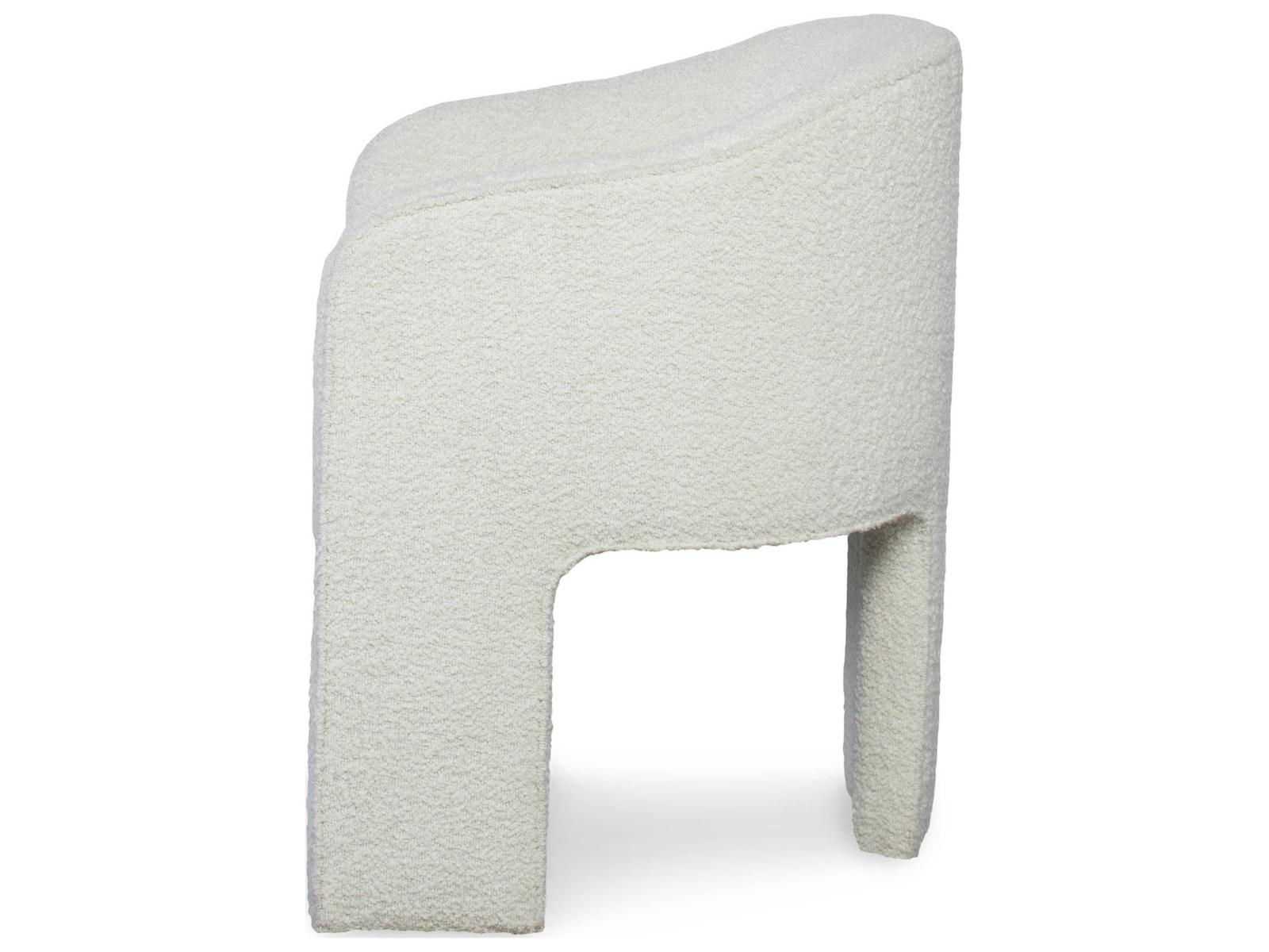 Cadence Open Leg Upholstered Dining Armchair in Off-White Boucle Fabric