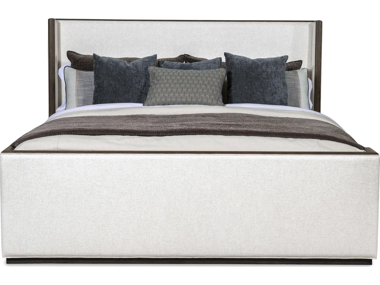Monterey Upholstered King Bed Hawthorne Dark with Beige Linen