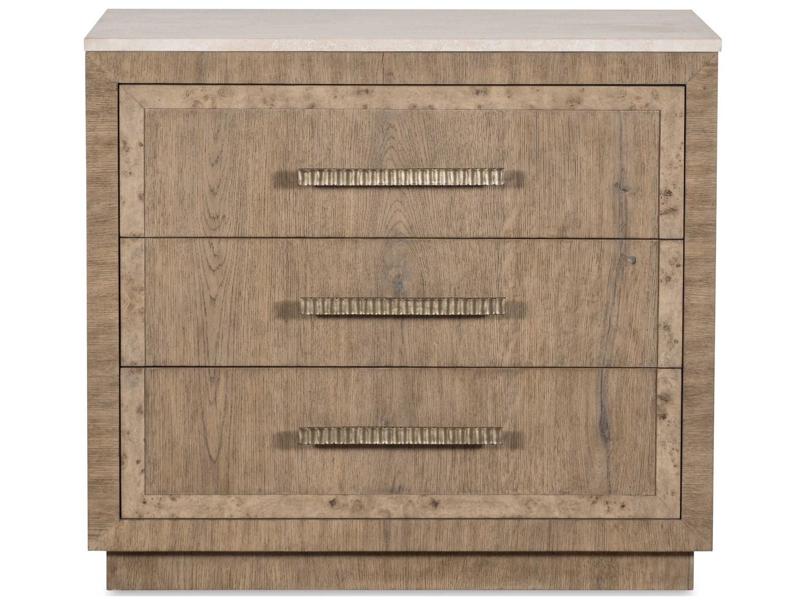 Monterey 3-Drawer Nightstand with Travertine Top in Hawthorne Light