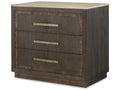 Monterey 3-Drawer Nightstand with Travertine Top in Hawthorne Dark Oak