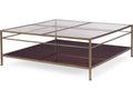 Hyde Park Square Coffee Table Walnut Veneers and Antique Brass