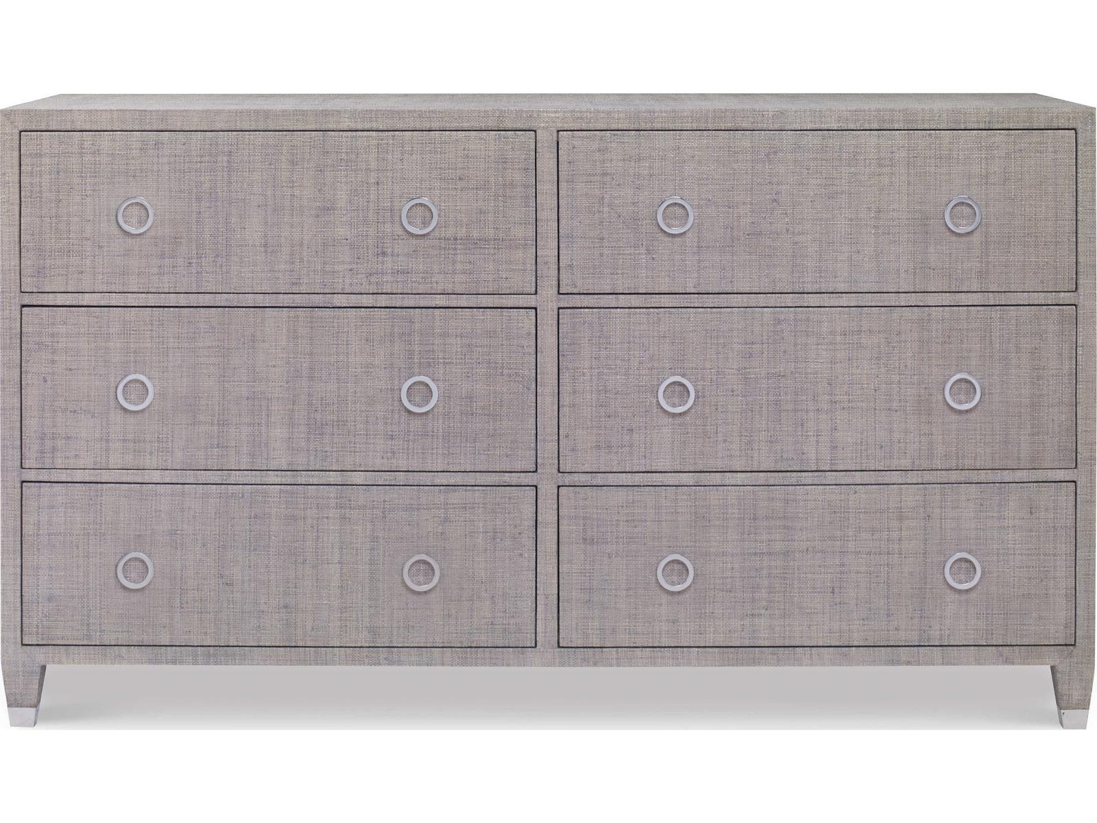 Charleston 6-Drawer Dresser French Grey Raffia