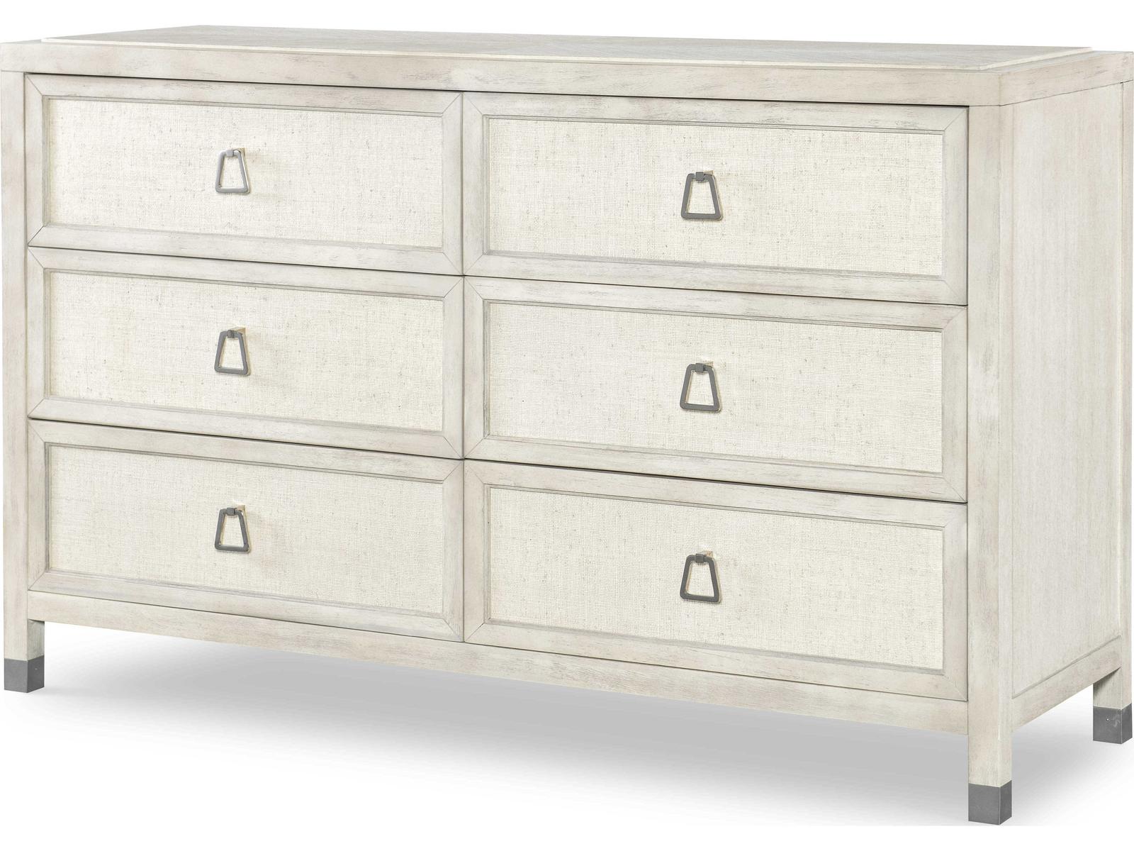 Curate Atlas Six Drawer Dresser in Off White with Raffia