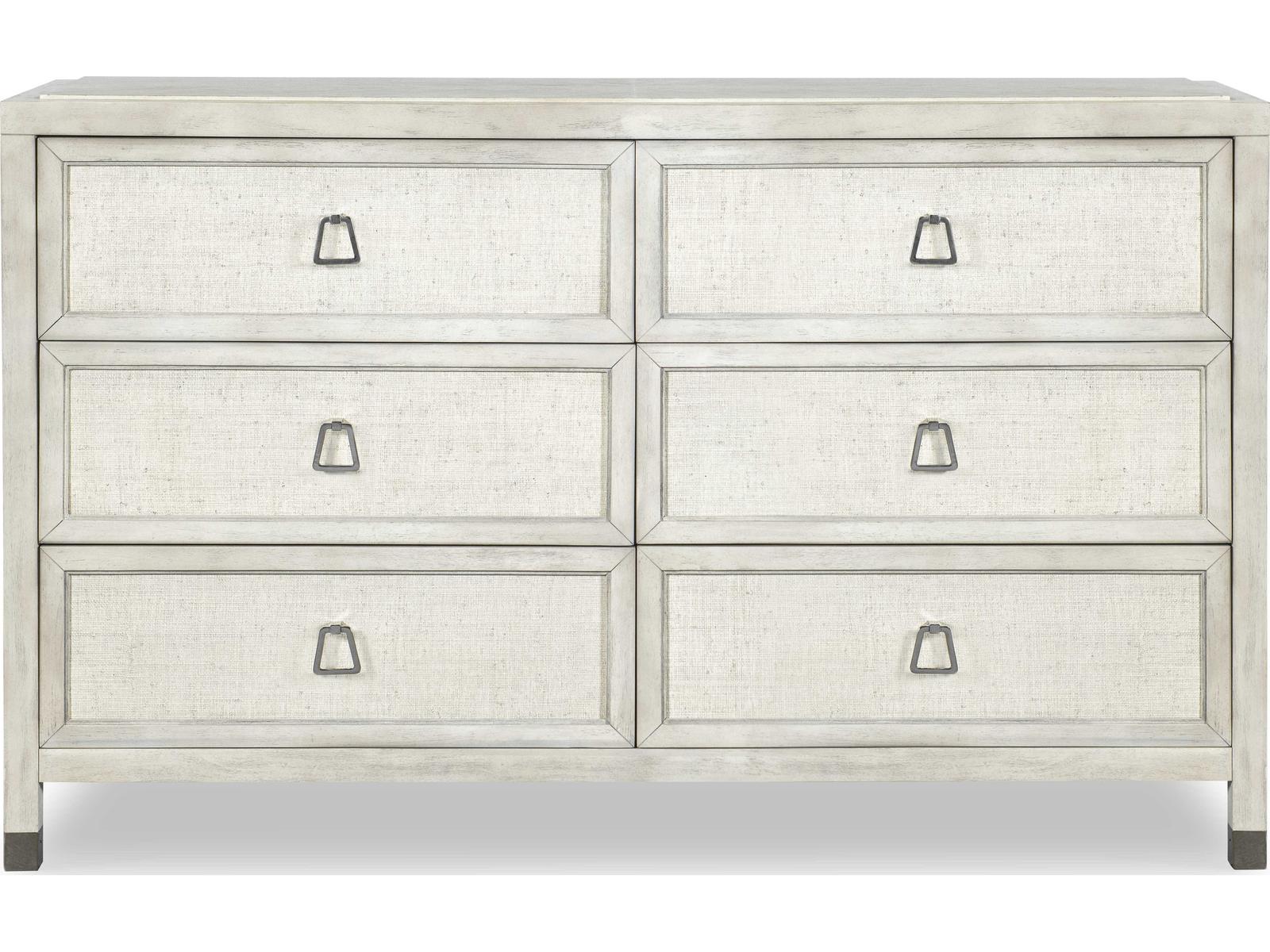 Curate Atlas Six Drawer Dresser in Off White with Raffia