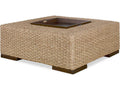 Curate Havana Square Cocktail Table in Natural Abaca and Mahogany