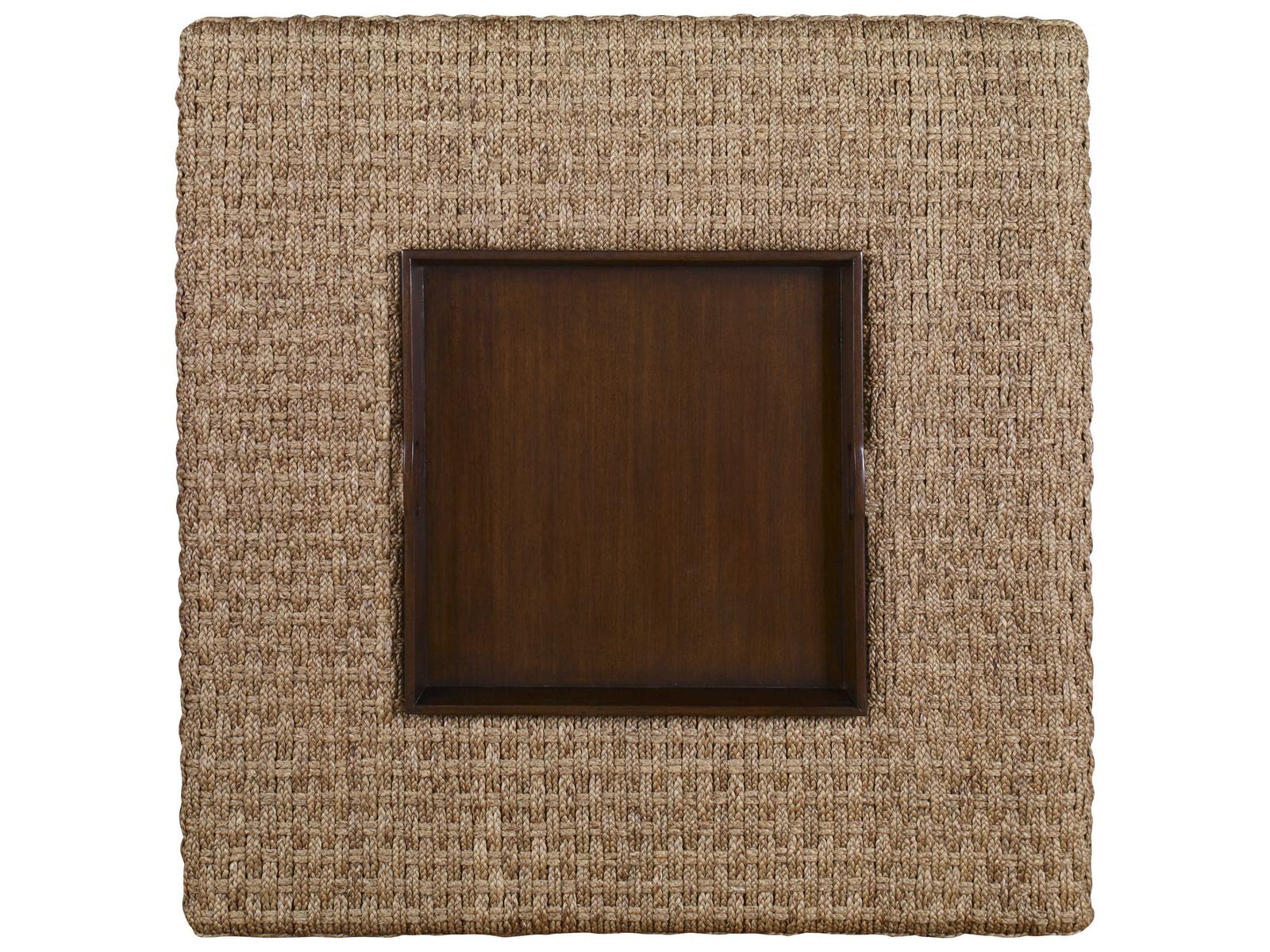 Curate Havana Square Cocktail Table in Natural Abaca and Mahogany