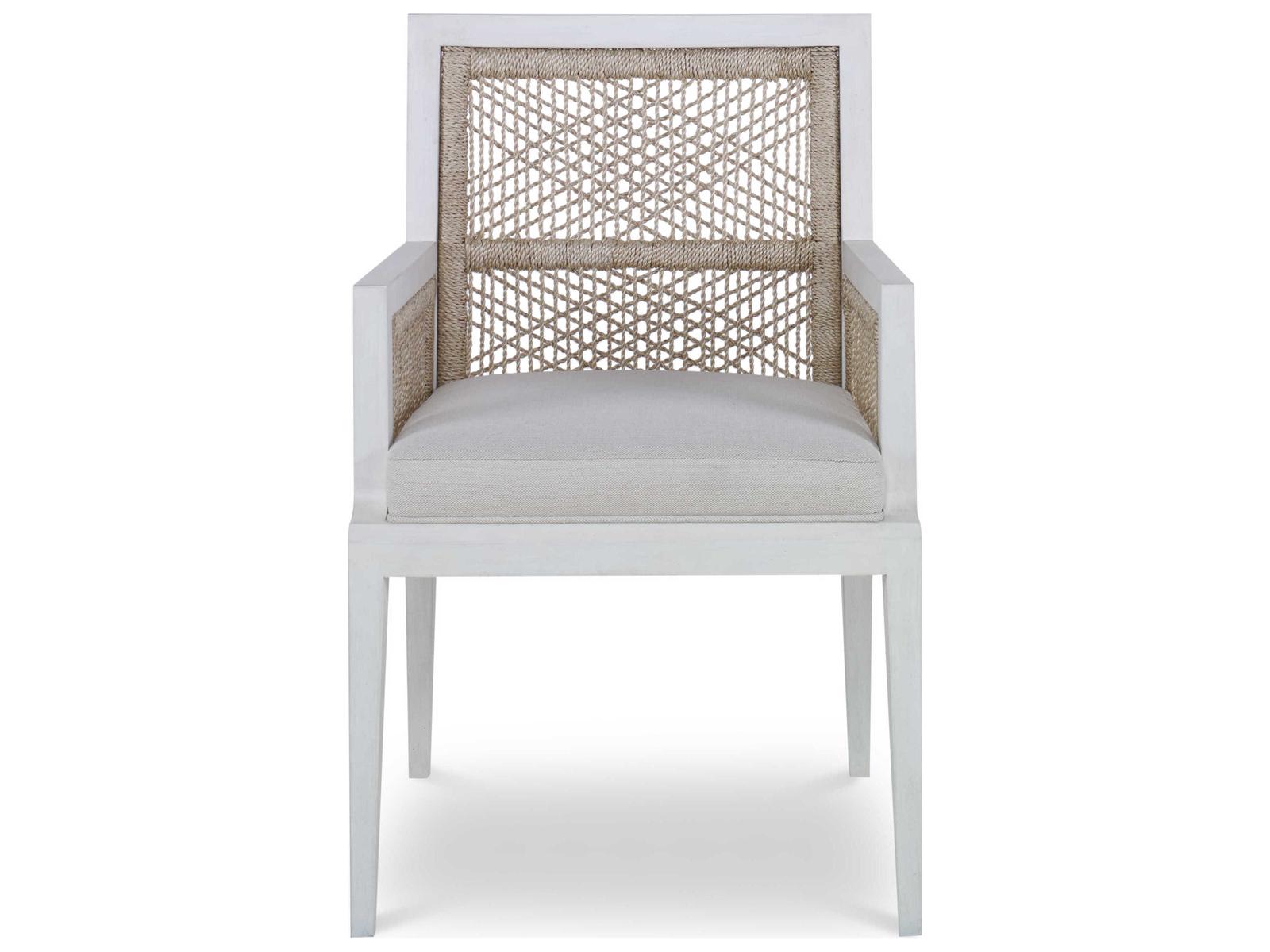 Curate Hardwood White Upholstered Arm Dining Chair