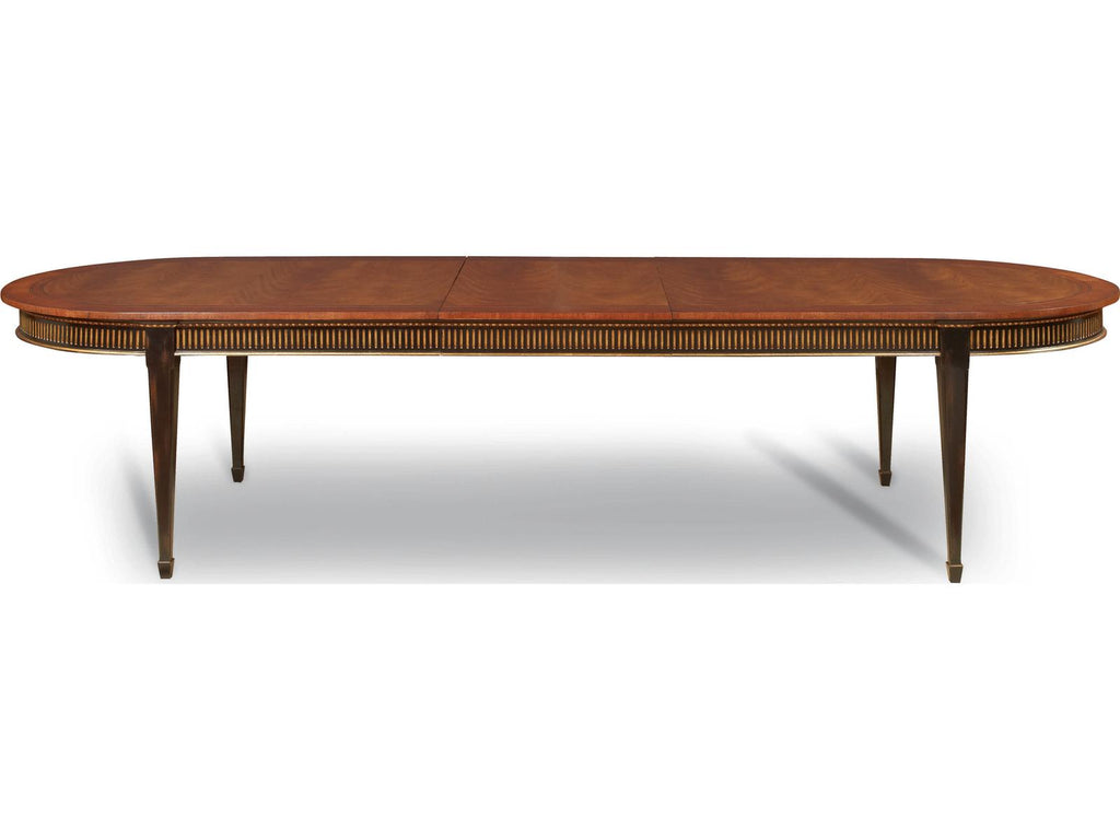 Monarch Barrington Oval Dining Table in Distressed Black and Gold with Mahogany Top