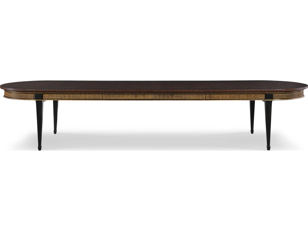 Monarch Barrington Oval Dining Table in Distressed Black and Gold with Mahogany Top