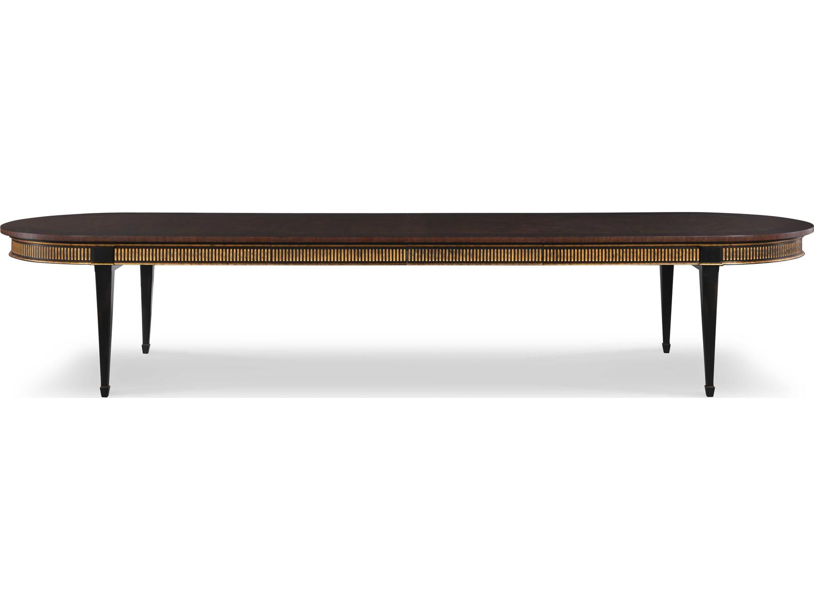 Monarch Barrington Oval Dining Table in Distressed Black and Gold with Mahogany Top