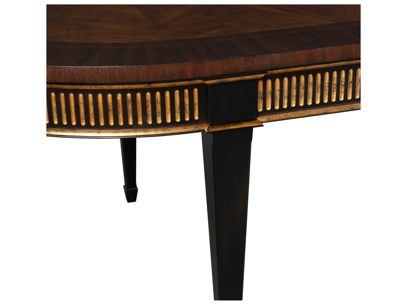 Monarch Barrington Oval Dining Table in Distressed Black and Gold with Mahogany Top