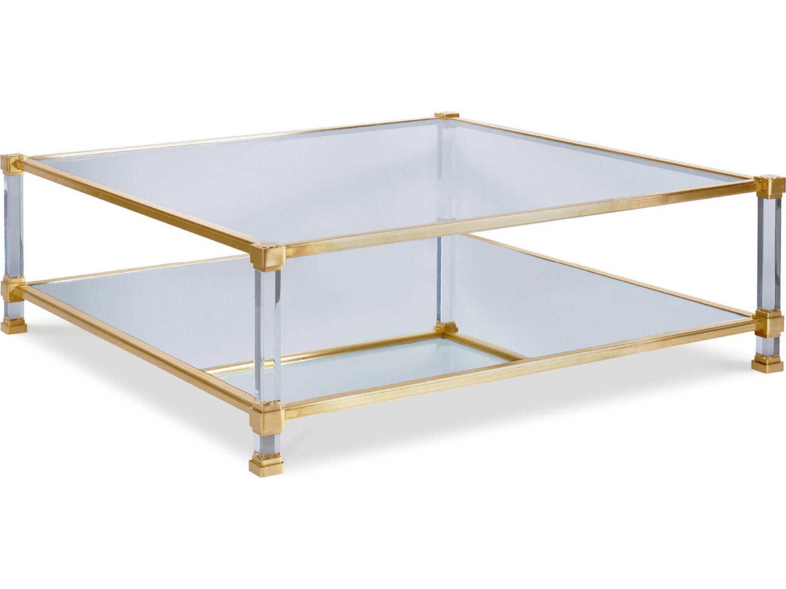 Gwyneth Square Cocktail Table Monarch Collection in Satin Brass and Acrylic
