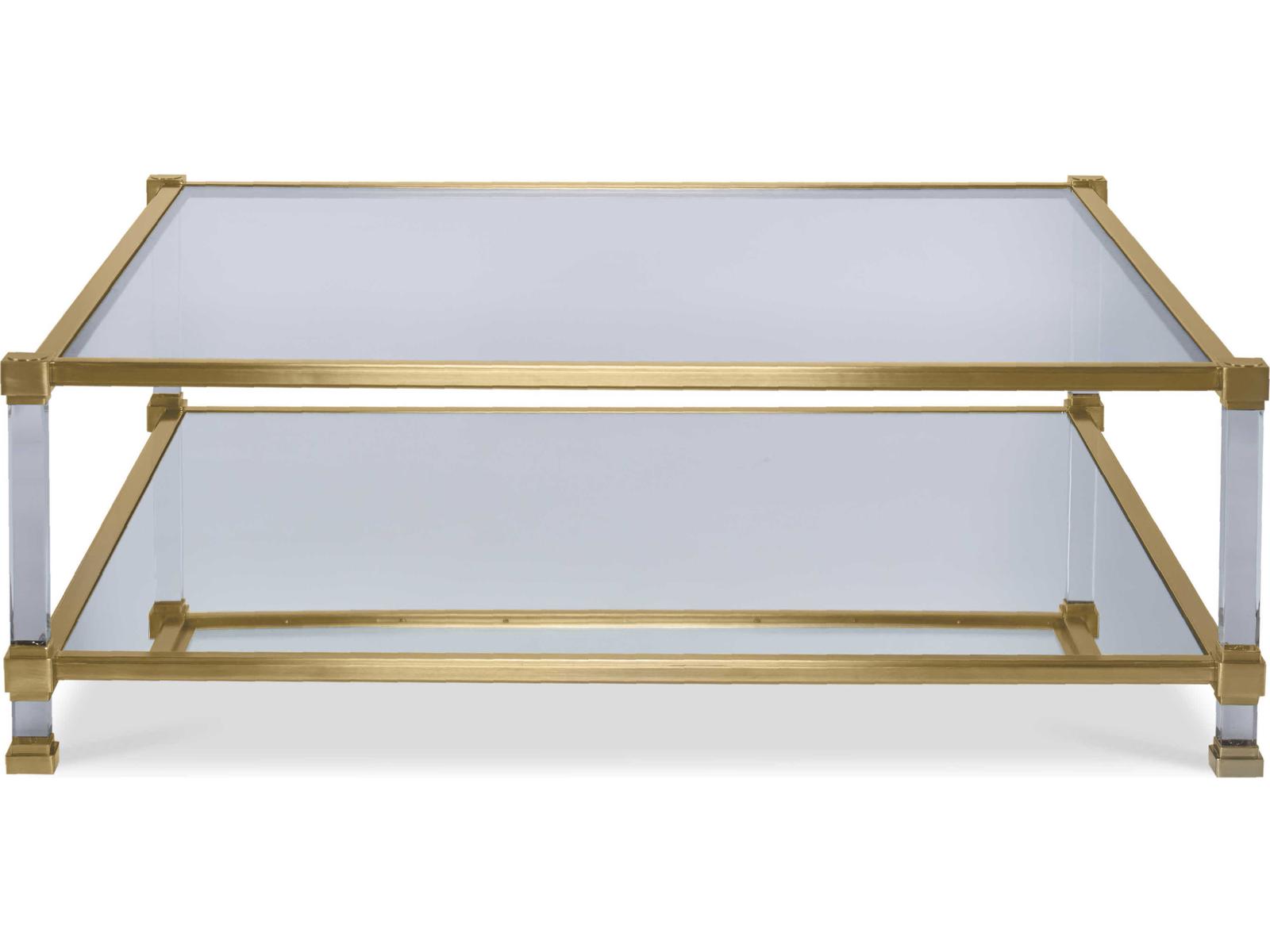 Gwyneth Square Cocktail Table Monarch Collection in Satin Brass and Acrylic