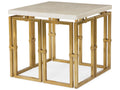 Grand Tour Links Square Stone End Table with Antique Brass Base