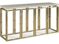 Grand Tour Links Console Table with Crystal Stone and Antique Brass