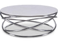Equinox Round Coffee Table in Polished Nickel and Crystal Stone