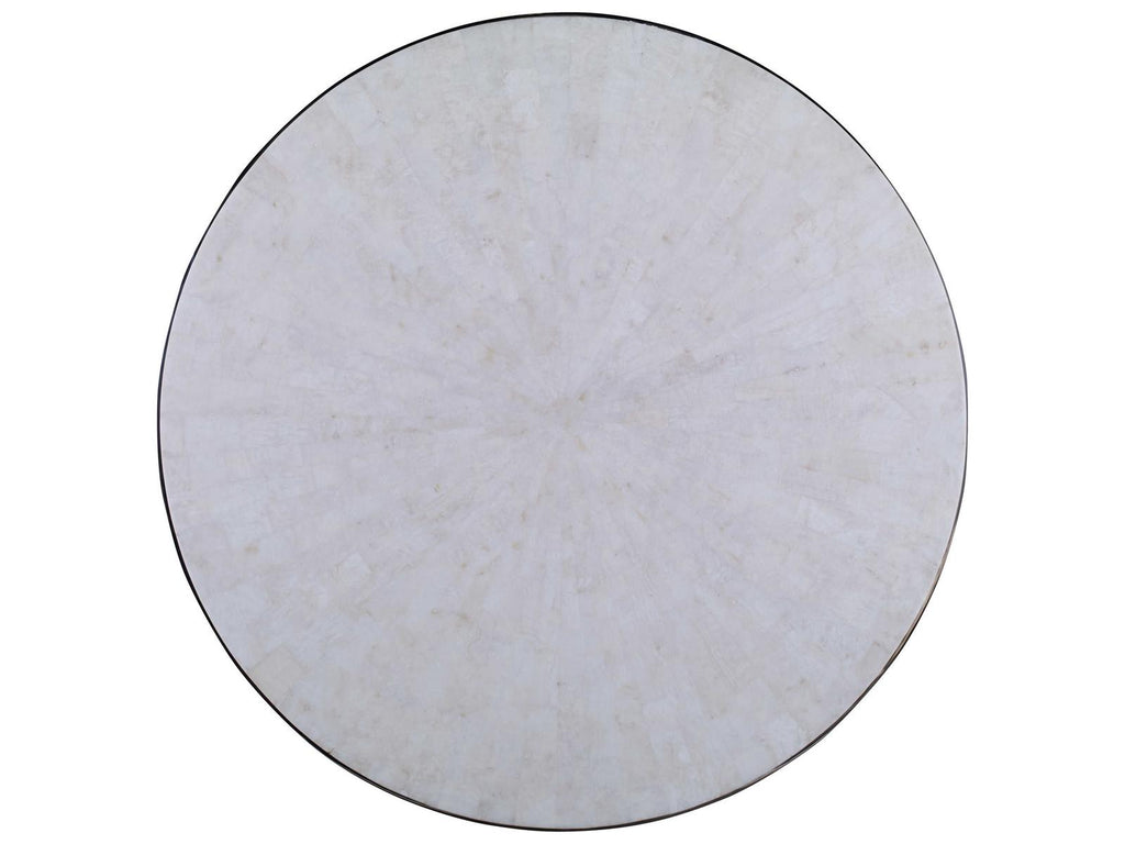 Equinox Round Coffee Table in Polished Nickel and Crystal Stone