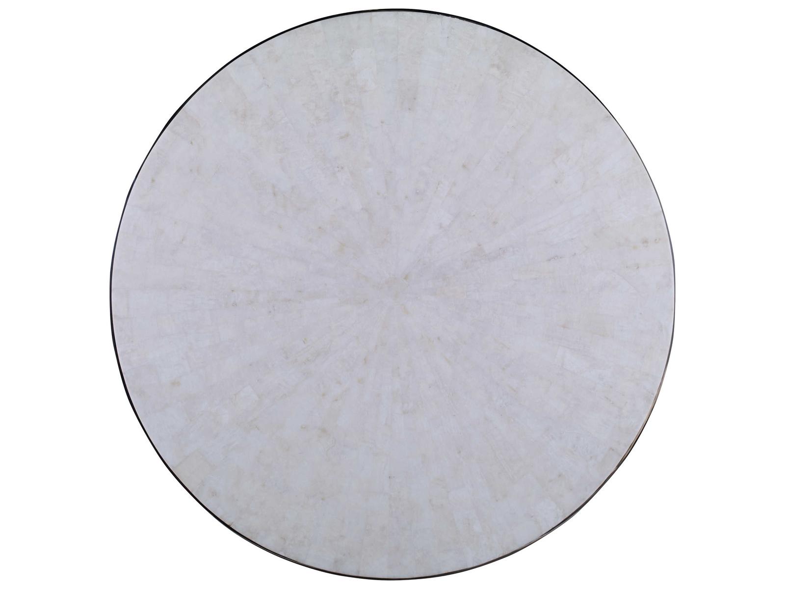 Equinox Round Coffee Table in Polished Nickel and Crystal Stone