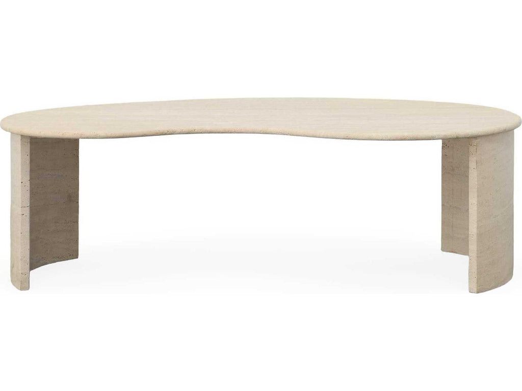 Anders Kidney Bean Coffee Table in Almond Travertine Stone