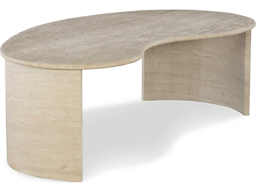 Anders Kidney Bean Coffee Table in Almond Travertine Stone