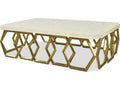 Grand Tour Devon Rectangle Coffee Table with Inlaid Stone Top and Brass Base