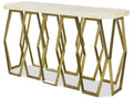 Devon Console Table with Crystal Stone Top and Antique Brass Base