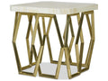 Grand Tour Devon Side Table with Inlaid Crystal Stone Top and Antique Brass Base