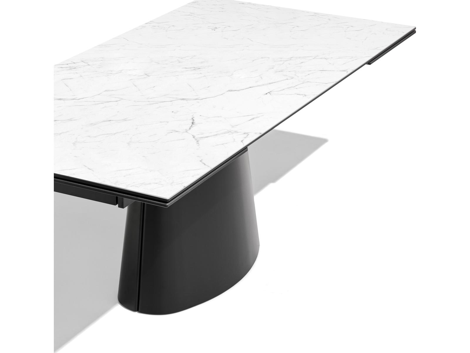 Ellisse Extendable Rectangle Dining Table with Ceramic Top and Metal Base
