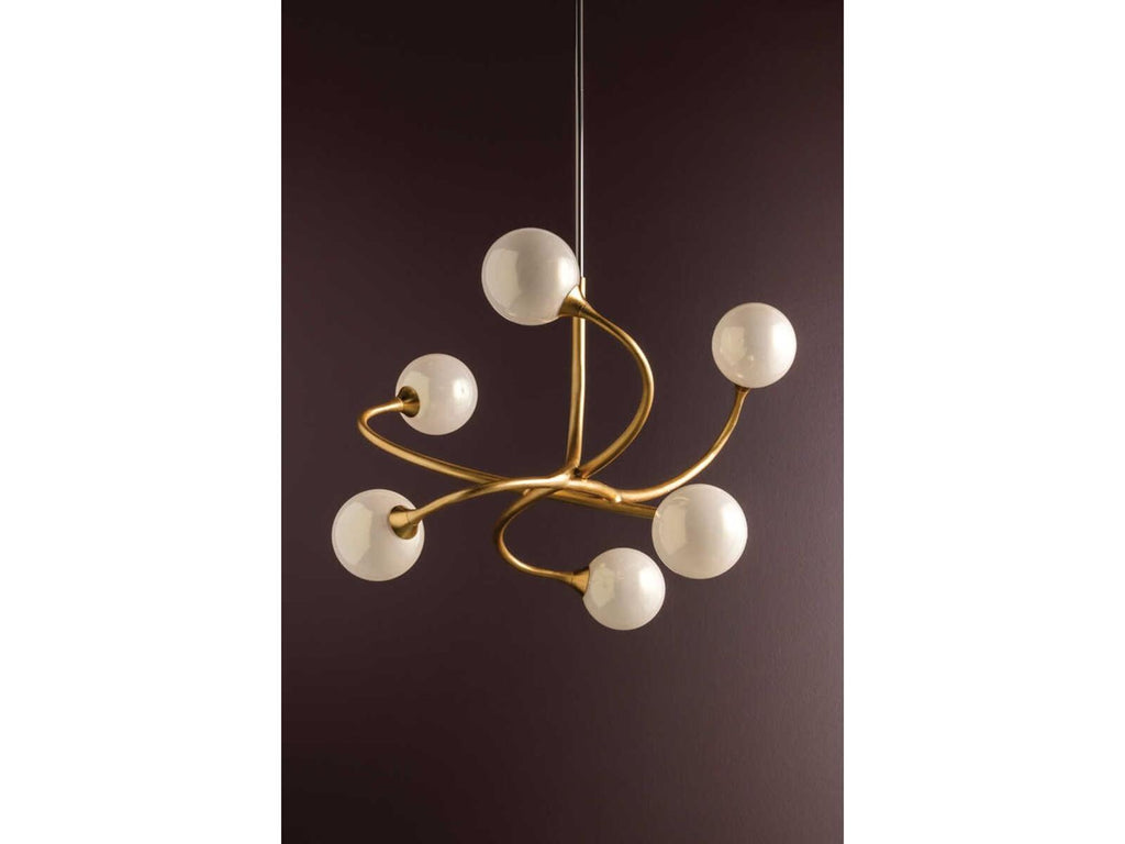 Corbett Lighting 6-Light Signature Chandelier in Gold Leaf with White Glass